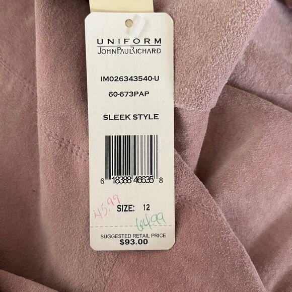 NEW Uniform John Paul Richard 12 Washable Suede Jacket Open Front Blush Pink - Picture 5 of 5